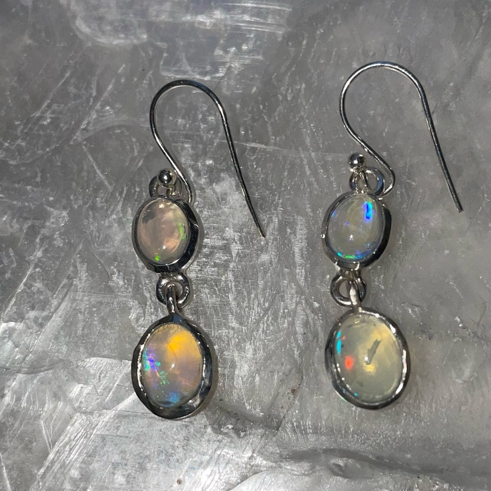 Genuine Australian Opal Dangle Earrings